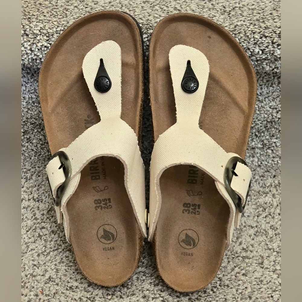 Birkenstock Cream Thong Sandals